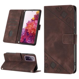 Skin-friendly Samsung Galaxy S20 FE Wallet Stand Case with Wrist Strap Coffee