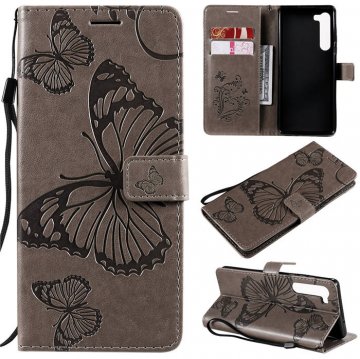Motorola Edge Embossed Butterfly Wallet Magnetic Stand Case Gray