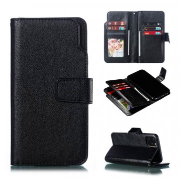 iPhone 11 Pro Max Wallet Stand Crazy Horse Leather Case Black