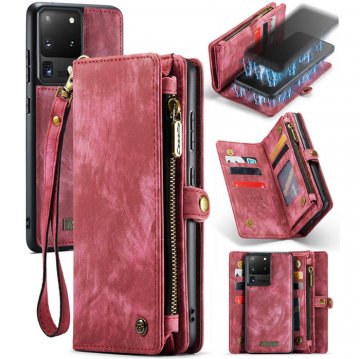 CaseMe Samsung Galaxy S20 Ultra Wallet Case with Wrist Strap Red