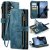 CaseMe Samsung Galaxy A57 Wallet kickstand Case with Wrist Strap Blue