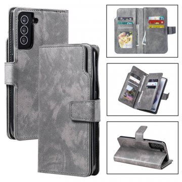 Samsung Galaxy S21 Plus Wallet 9 Card Slots Magnetic Case Gray