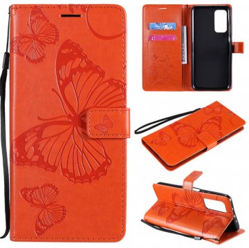 Xiaomi Mi 10T/10T Pro Embossed Butterfly Wallet Magnetic Stand Case Orange
