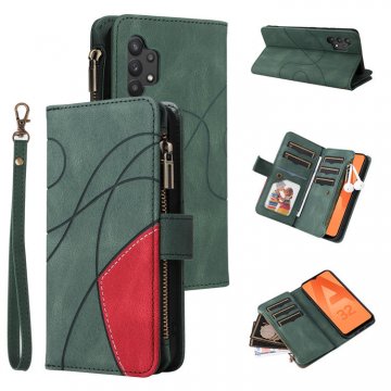 Samsung Galaxy A32 4G Zipper Wallet Magnetic Stand Case Green