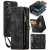 CaseMe iPhone 12 Pro Max Zipper Wallet Case with Wrist Strap Black