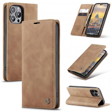 CaseMe Wallet Luxury Retro Suede Leather Phone Case Brown