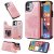 iPhone 12 Mini Embossed Tree Cat Magnetic Clasp Wallet Stand Case Rose Gold