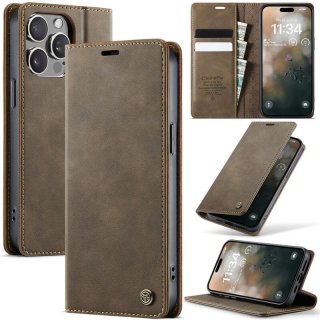 CaseMe iPhone 13 Pro Magnetic Wallet Case with RFID Blocking Coffee