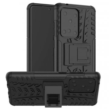 Samsung Galaxy S20 Ultra Hybrid Rugged PC + TPU Kickstand Case Black