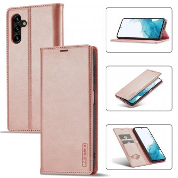 LC.IMEEKE Samsung Galaxy S23 FE Wallet Magnetic Case Rose Gold
