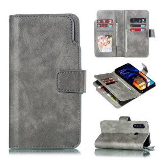 Samsung Galaxy A60 Wallet 9 Card Slots Stand Case Gray