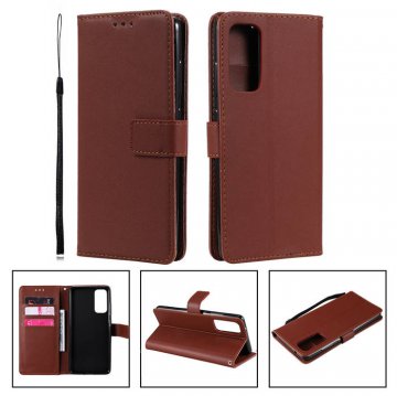 Samsung Galaxy S20 FE Wallet Kickstand Magnetic PU Leather Case Brown
