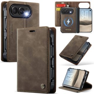 CaseMe iPhone Duo Detachable Magnetic Wallet Case with N52 Magnets, RFID Blocking & Wireless Charging Coffee