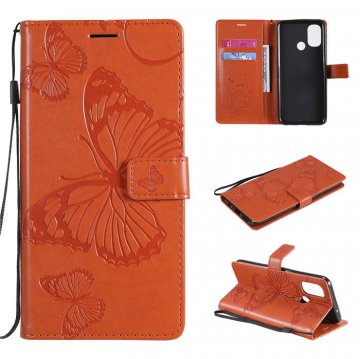 OnePlus Nord N100 Embossed Butterfly Wallet Magnetic Stand Case Orange