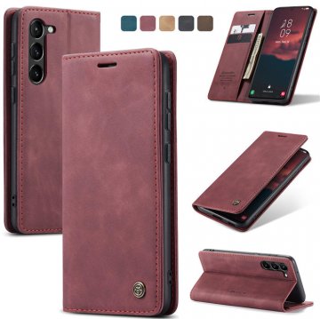 CaseMe Samsung Galaxy S23 Wallet Retro Leather Case Red
