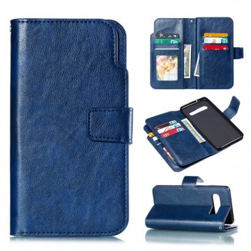 Samsung Galaxy S10 Wallet Stand Crazy Horse Leather Case Blue