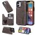 iPhone 12 Embossed Tree Cat Magnetic Clasp Wallet Stand Case Gray