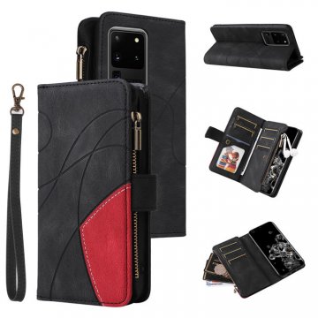 Samsung Galaxy S20 Ultra Zipper Wallet Magnetic Stand Case Black
