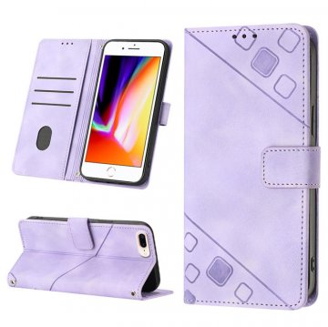 Skin-friendly iPhone 8 Plus/7 Plus Wallet Stand Case with Wrist Strap Purple