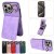 Card Slots Kickstand Litchi Texture Leather Phone Case Purple