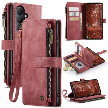 CaseMe Samsung Galaxy S26 Plus Wallet Kickstand Case with Wrist Strap Red
