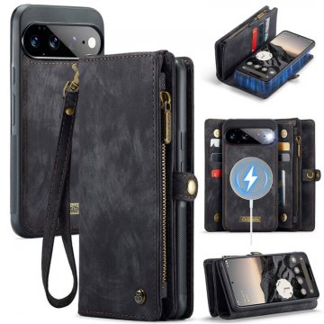 CaseMe Google Pixel 11 Pro XL 2-in-1 Magnetic Wallet Case with Wrist Strap, RFID-blocking & Wireless Charging Black