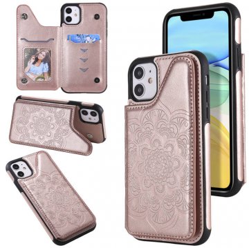 iPhone 11 Embossed Wallet Magnetic Stand Case Rose Gold