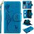 iPhone 12 Pro Max Embossed Girl Cat 9 Card Slots Wallet Stand Case Blue