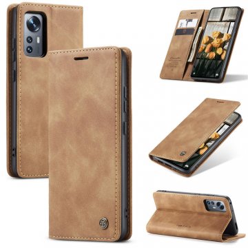 CaseMe Xiaomi 12/12X Wallet Magnetic Case Brown