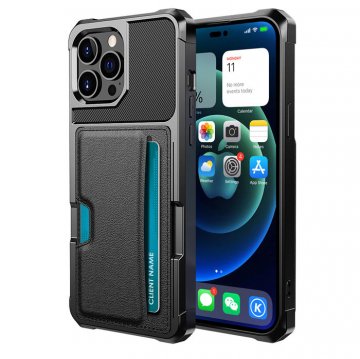 Shockproof Card Slot Magnetic PU Leather + TPU Phone Case Black