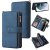Samsung Galaxy S22 Ultra Wallet 15 Card Slots Case with Wrist Strap Blue