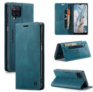 Autspace Samsung Galaxy A12 5G Wallet Magnetic Case Blue