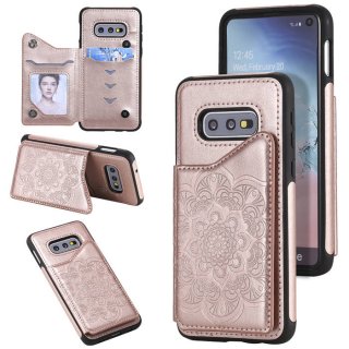 Samsung Galaxy S10e Embossed Wallet Magnetic Stand Case Rose Gold