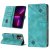 Skin-friendly iPhone 13 Pro Wallet Stand Case with Wrist Strap Green
