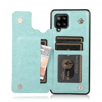 Mandala Embossed Samsung Galaxy A42 5G Case with Card Holder Green