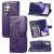 Butterfly Embossed Leather Wallet Kickstand Case Purple For Samsung