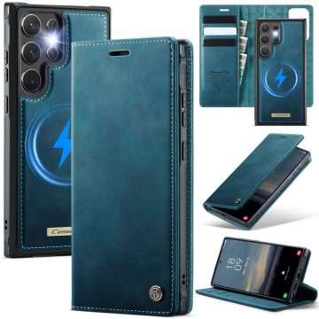 CaseMe Samsung Galaxy S22 Ultra 2-in-1 Magnetic Wallet Case – Wireless Charging & RFID Blocking Blue