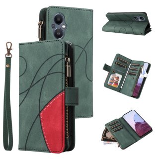 OnePlus Nord N20 5G Zipper Wallet Magnetic Stand Case Green