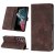 Skin-friendly Samsung Galaxy S22 Ultra Wallet Stand Case with Wrist Strap Coffee