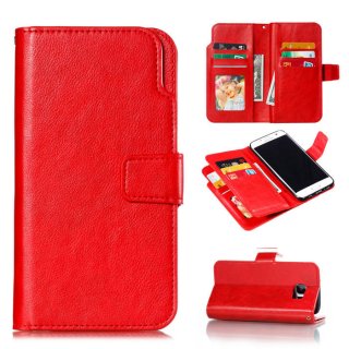 Samsung Galaxy S7 Edge Wallet 9 Card Slots Stand Case Red