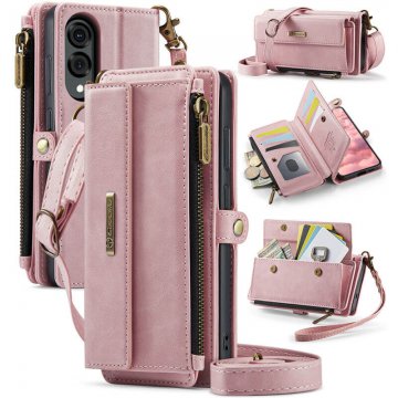 CaseMe Samsung Galaxy S25 Edge Crossbody Wallet Case with RFID Blocking & Wireless Charging Pink
