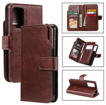 Samsung Galaxy A72 Wallet 9 Card Slots Magnetic Case Brown