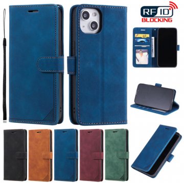 iPhone 13 Wallet RFID Blocking Kickstand Case Blue
