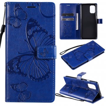 OnePlus 8T Embossed Butterfly Wallet Magnetic Stand Case Blue