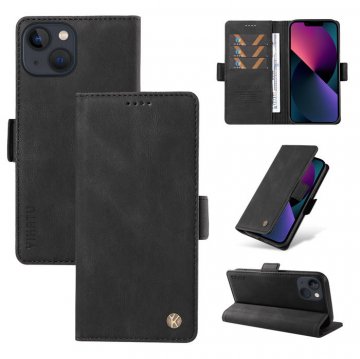YIKATU iPhone 14 Plus Skin-touch Wallet Kickstand Case Black