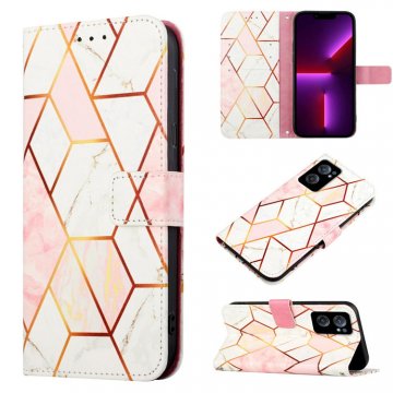 Marble Pattern OnePlus Nord CE 2 5G Wallet Stand Case Pink White