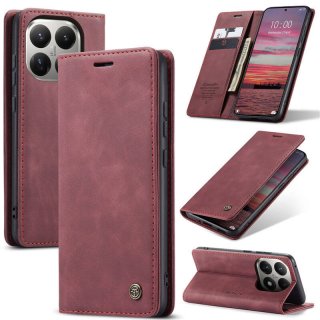 CaseMe Xiaomi 15T Wallet Magnetic Suede Leather Case Red