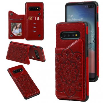 Samsung Galaxy S10 Plus Embossed Wallet Magnetic Stand Case Red