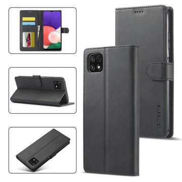 LC.IMEEKE Samsung Galaxy A22 5G Wallet Magnetic Stand Case Black