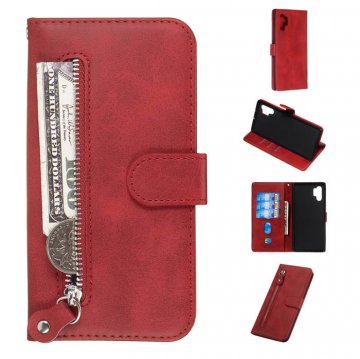 Samsung Galaxy Note 10 Plus Wallet Magnetic Kickstand Case Red